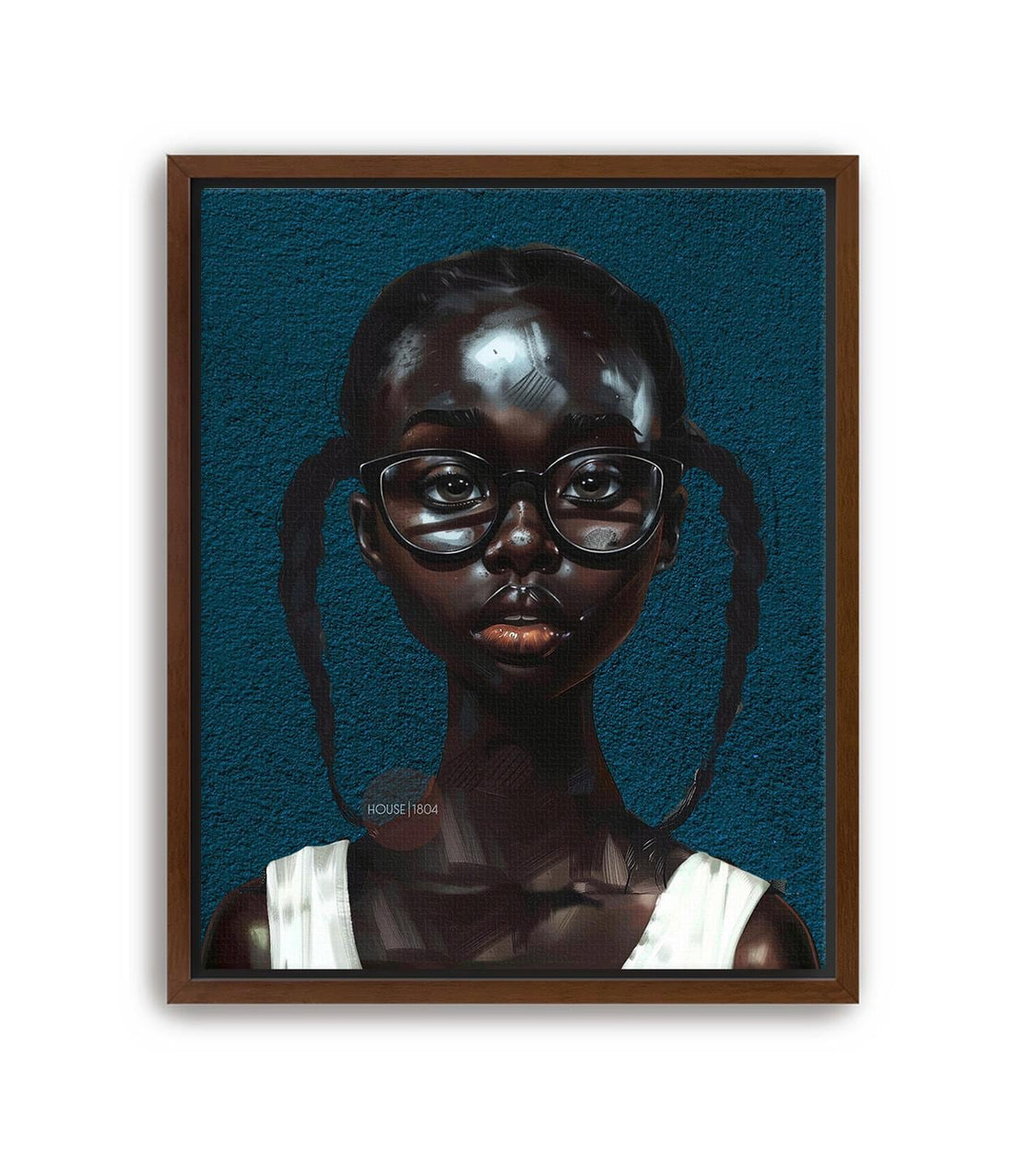 Black Girl Art Print, Little Black Girl Blues Portrait, Pigtails
