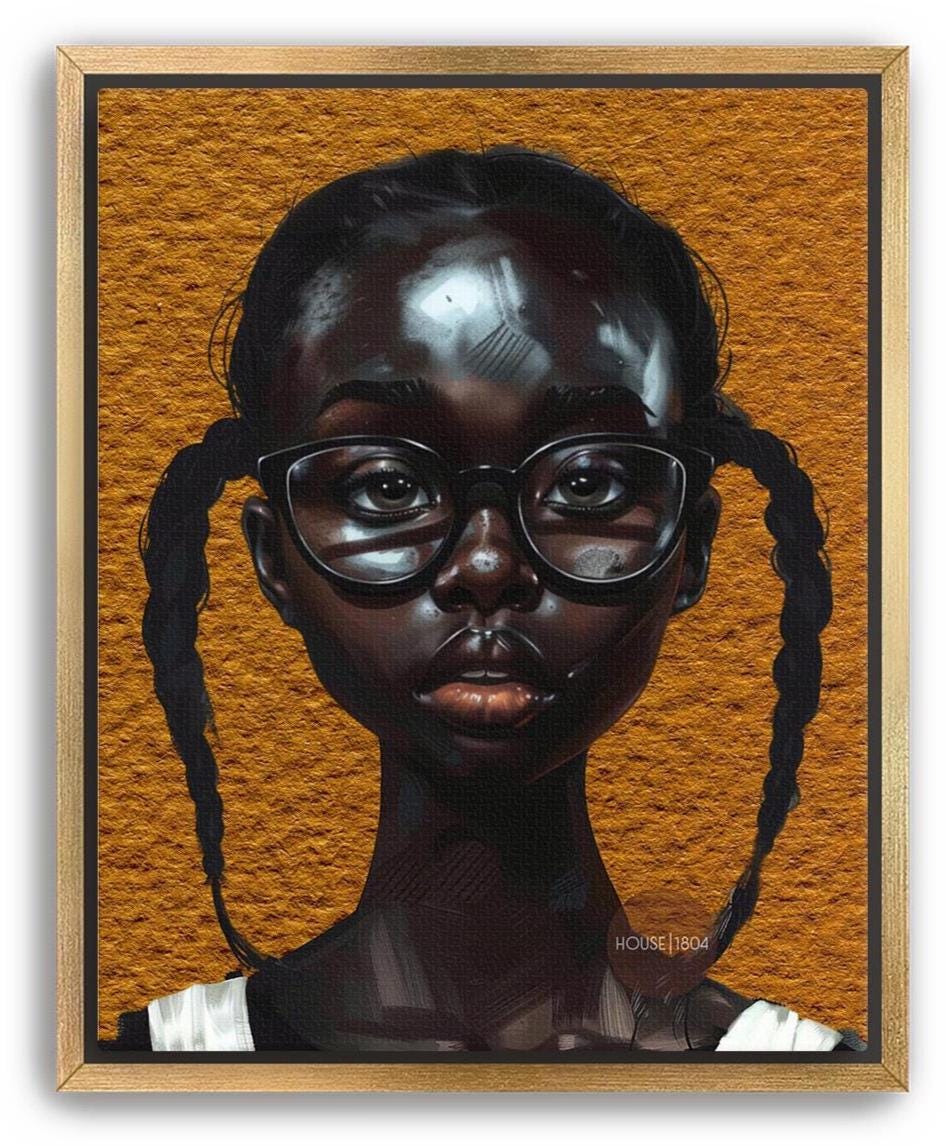 Melanin Art Print - Black Girl Canvas Bold Yellow Art on Hand Stretched Canvas
