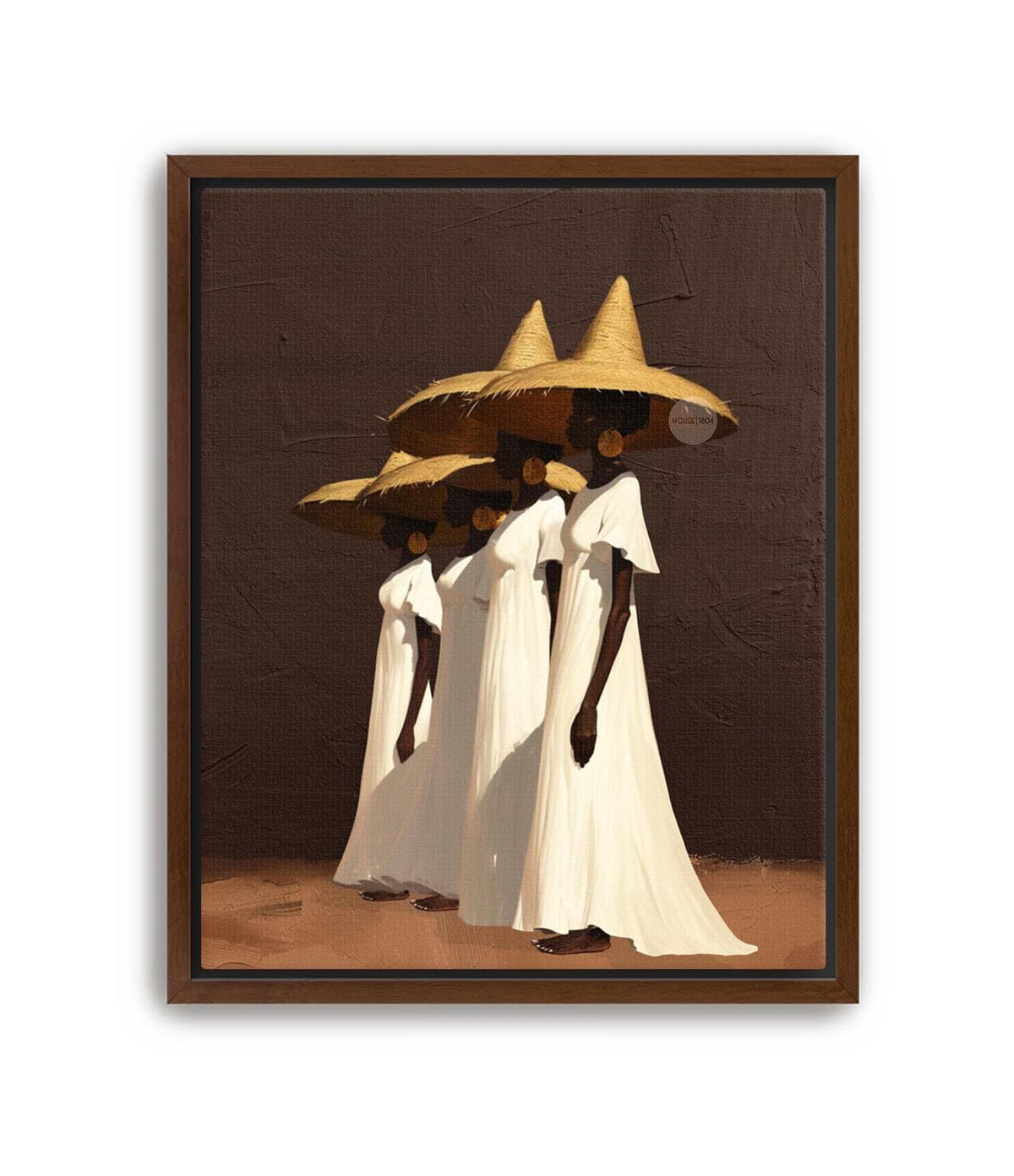 Afrocentric Women Wall Art, Minimalist Brown Canvas Print | Framed or Unframed