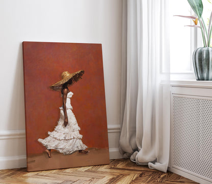 Afrocentric Wall Art, Terracotta Black Woman Portrait Canvas | Framed Unframed