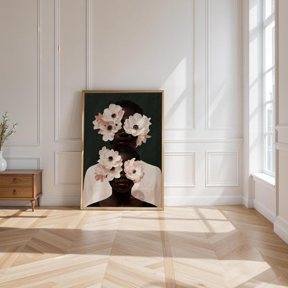 Black Mother and Daughter Canvas Wall Art: Motherhood, African American Family