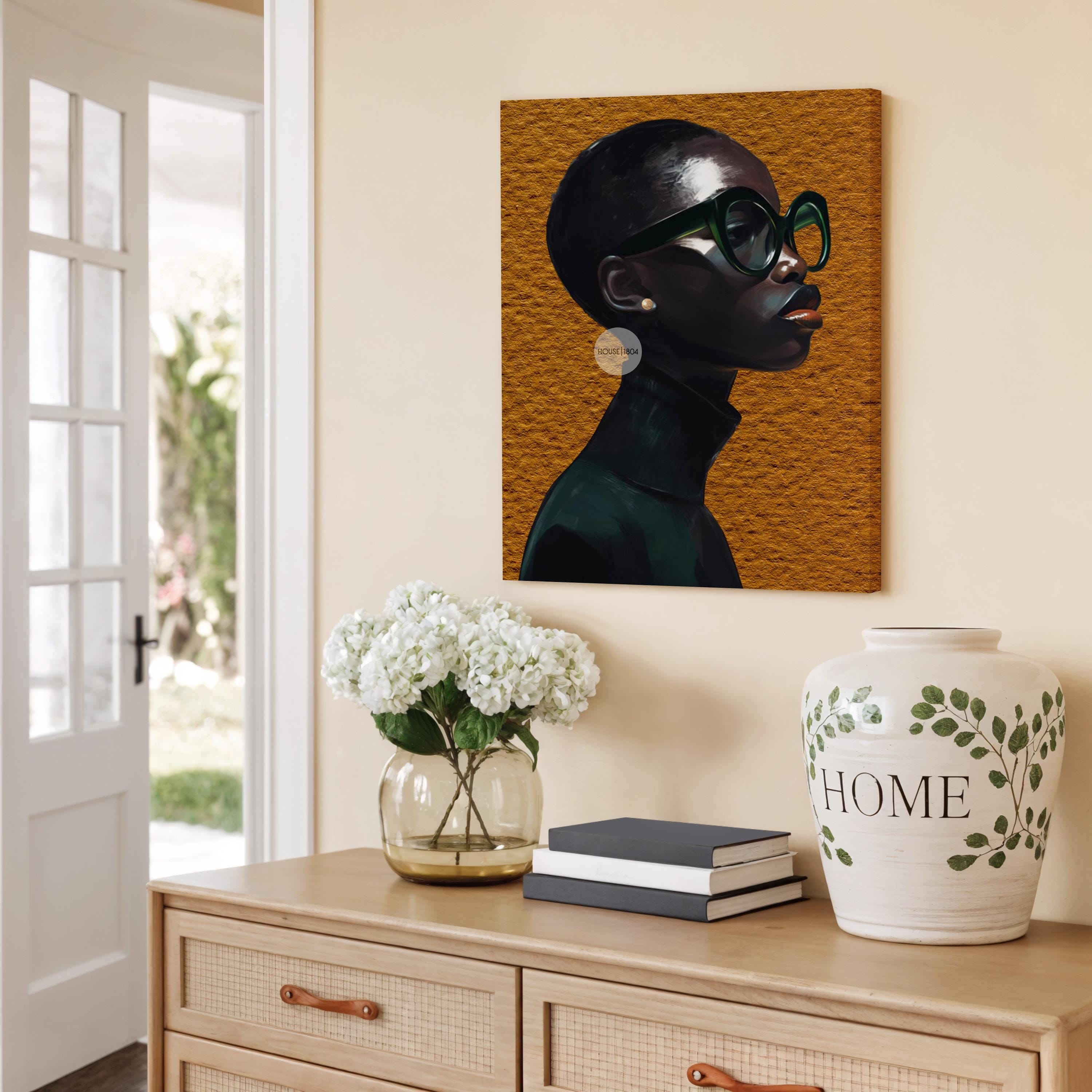 Black Woman Wall Art – Melanin Canvas Print | Bold Yellow Color Decor