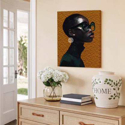 Black Woman Wall Art – Melanin Canvas Print | Bold Yellow Color Decor