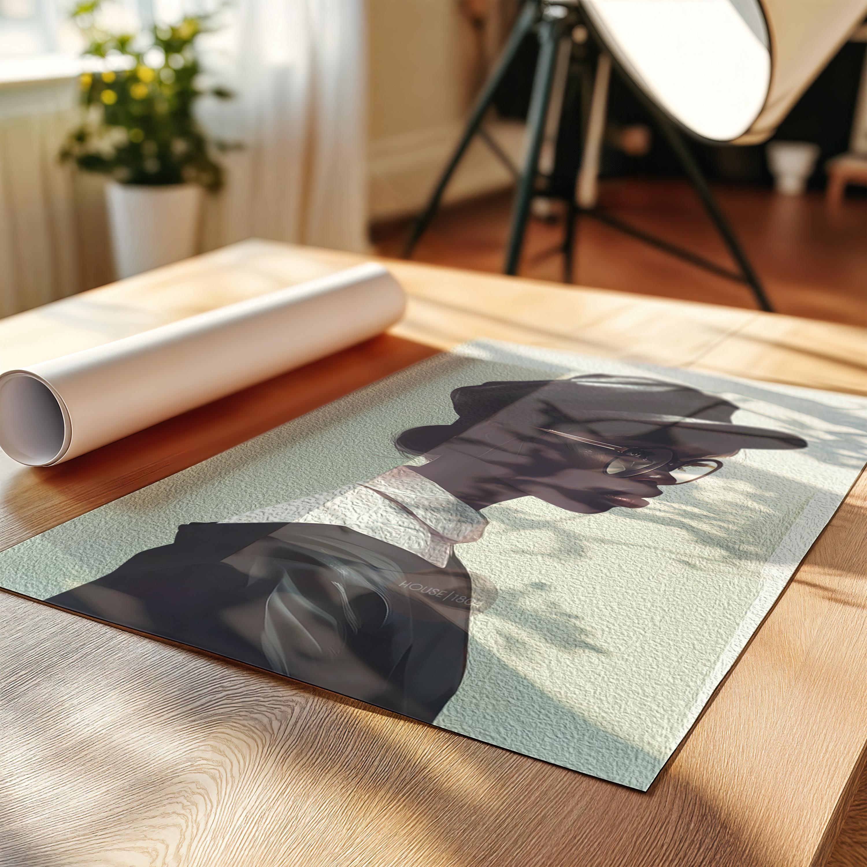 Black Woman Hat Canvas Art, Minimalist
