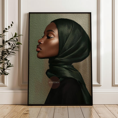 Muslim Black Woman Canvas Art Modern