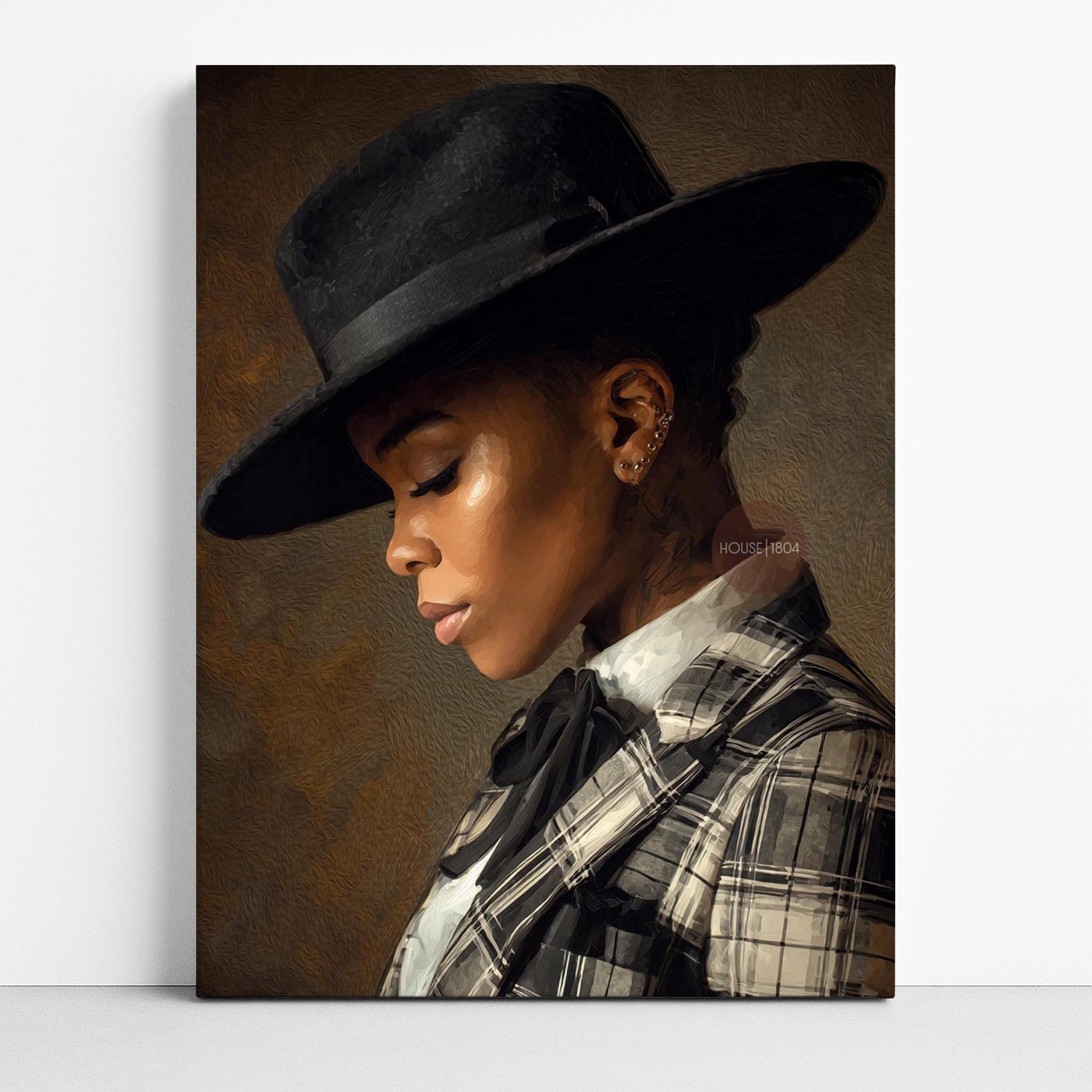 Black Woman Dandy Art - Afrocentric Wall Art | Vibrant Bohemian Dandy Artwork Canvas