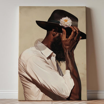 Black Man Portrait Art: Harlem Renaissance Art Print, Beige Background