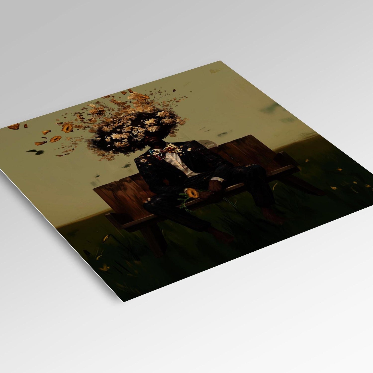 Black Man Afro Art: Square Art Print, Black Man Canvas Wall Art, Abstract Male Portrait Art