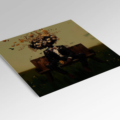 Black Man Afro Art: Square Art Print, Black Man Canvas Wall Art, Abstract Male Portrait Art