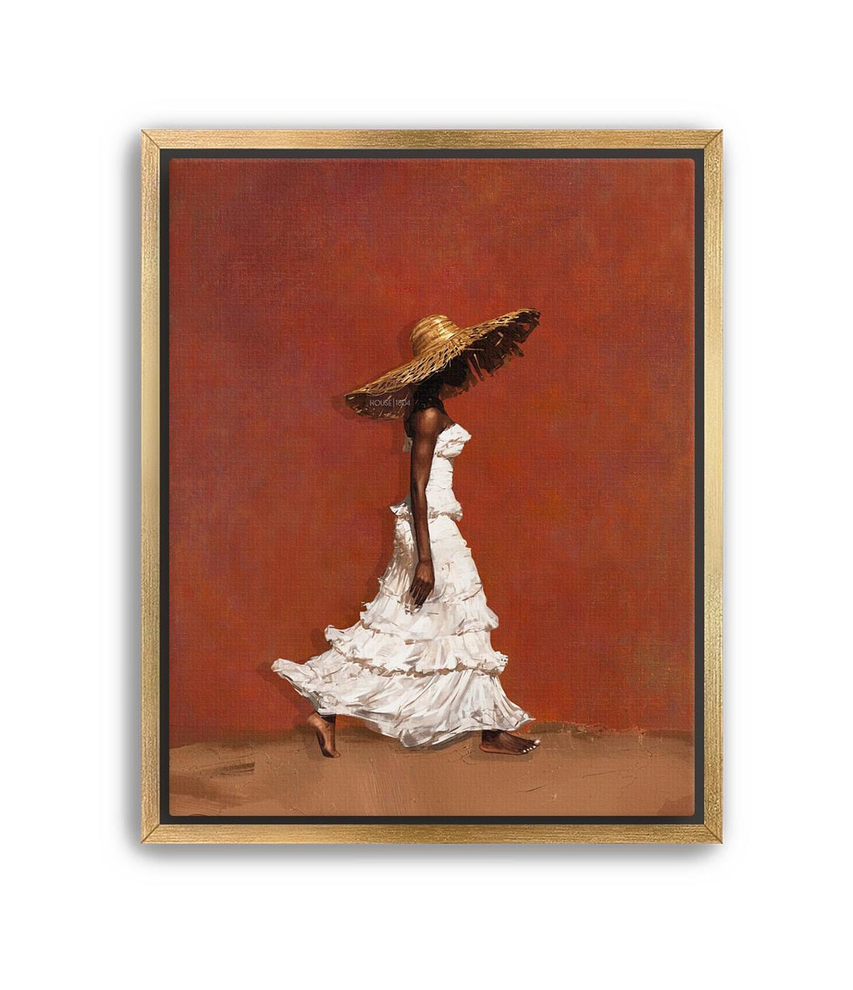 Afrocentric Wall Art, Terracotta Black Woman Portrait Canvas | Framed Unframed