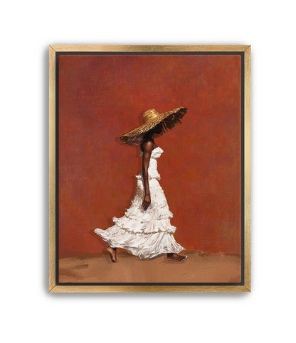 Afrocentric Wall Art, Terracotta Black Woman Portrait Canvas | Framed Unframed
