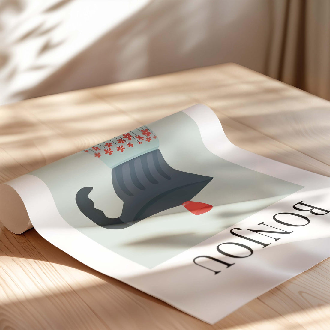 Bonjou Art Print: Haitian Coffee Pot, Creole Saying, Caribbean Wall Art