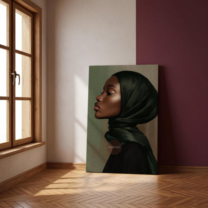 Muslim Black Woman Canvas Art Modern