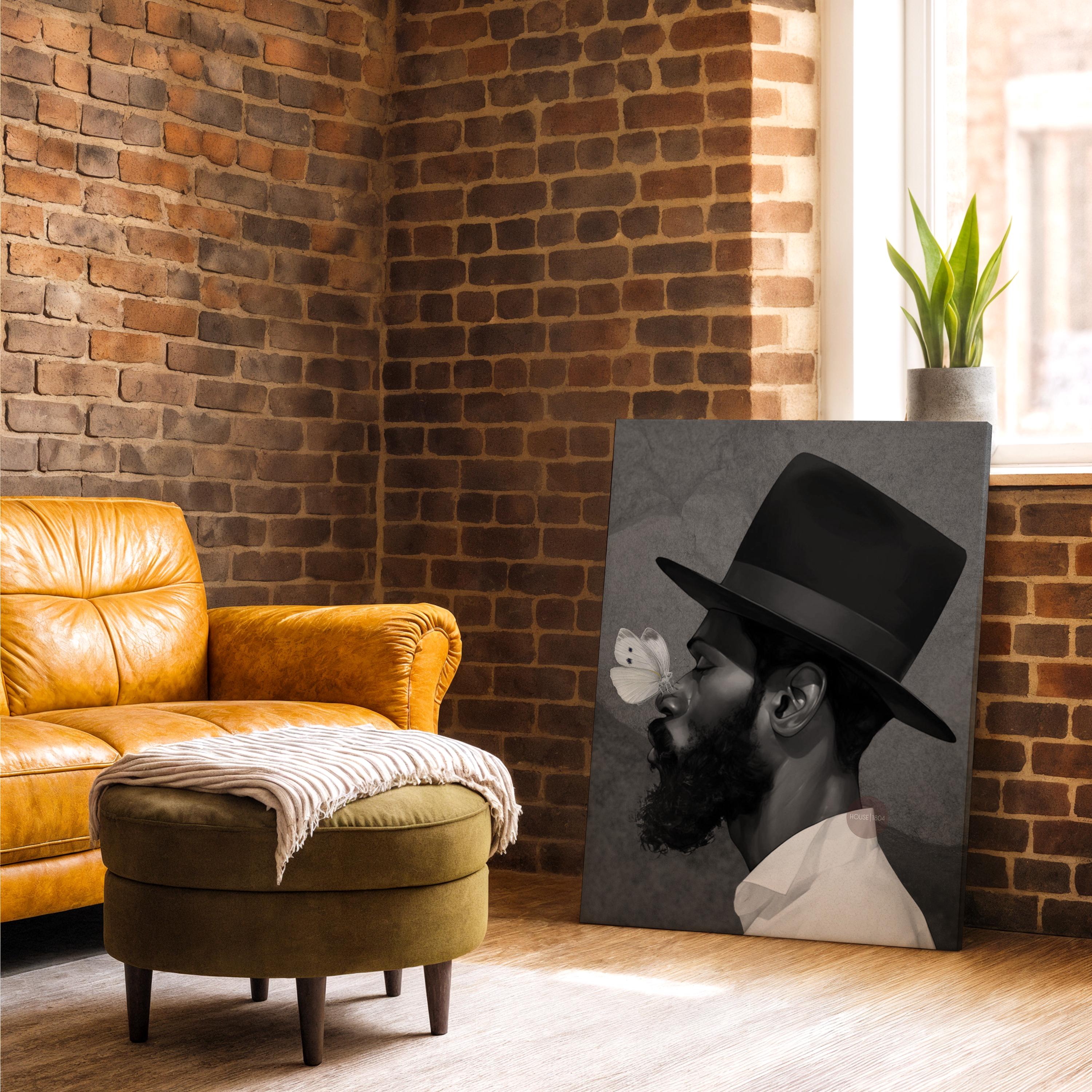 African American Man Portrait Print: Black White Modern Canvas Art