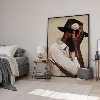 Black Man Portrait Art: Harlem Renaissance Art Print, Beige Background