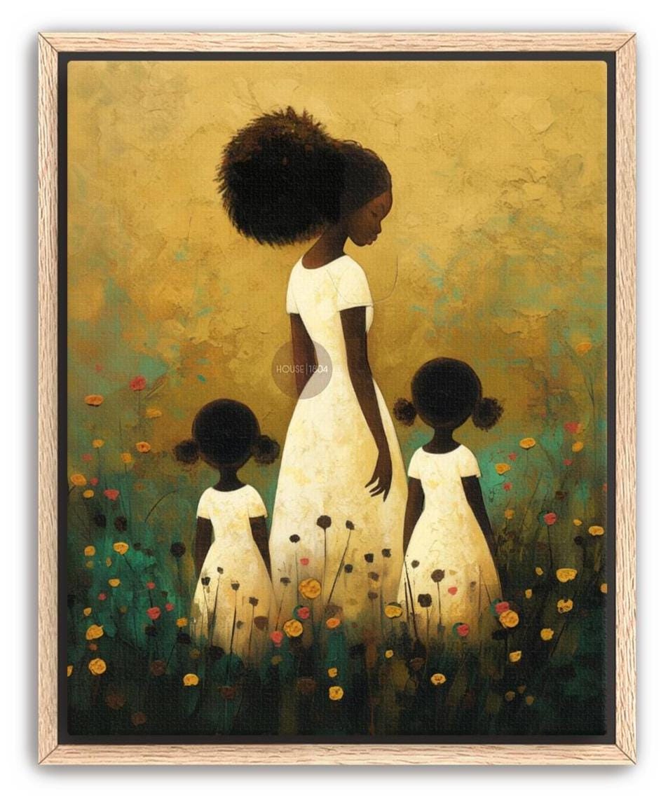 Motherhood Framed Canvas Art, Two daughters