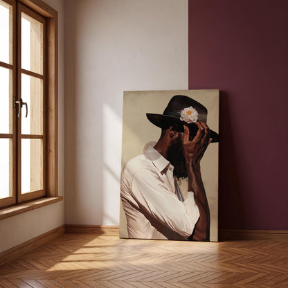 Black Man Portrait Art: Harlem Renaissance Art Print, Beige Background