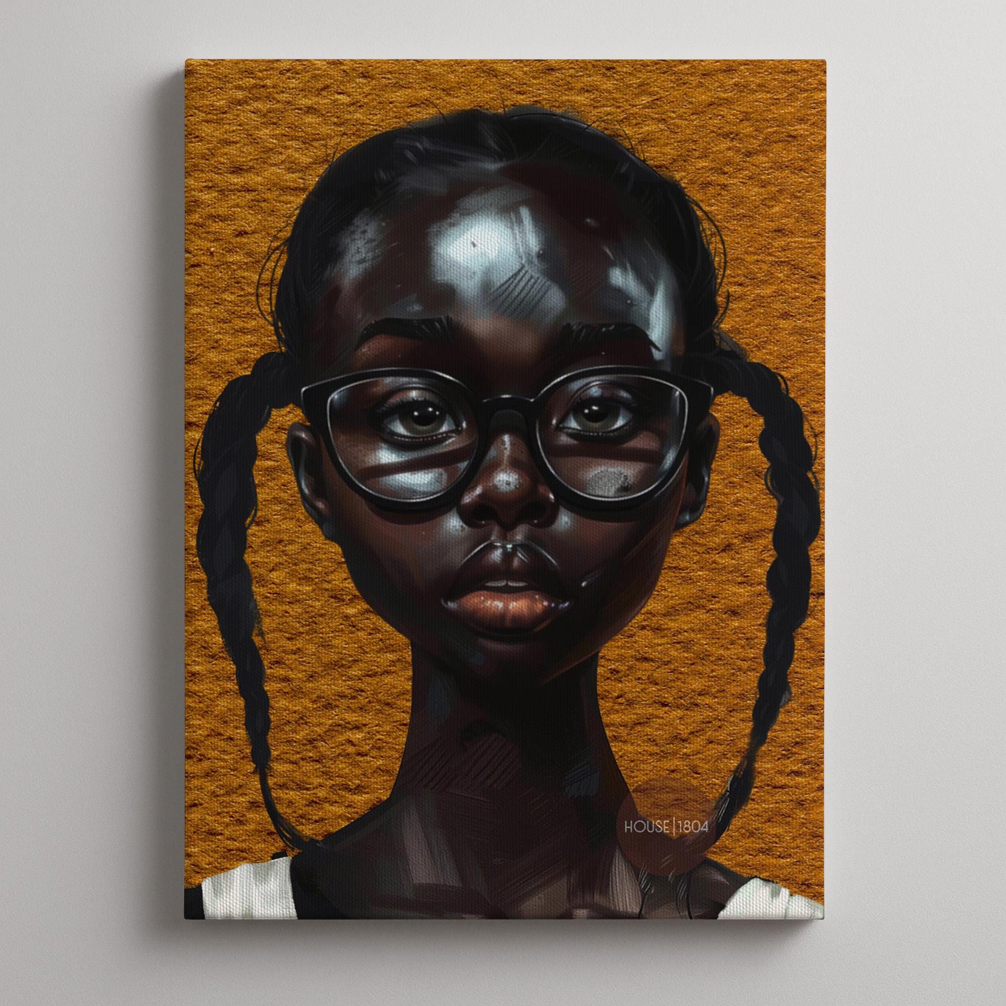 Melanin Art Print - Black Girl Canvas Bold Yellow Art on Hand Stretched Canvas