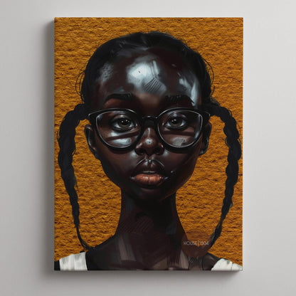 Melanin Art Print - Black Girl Canvas Bold Yellow Art on Hand Stretched Canvas