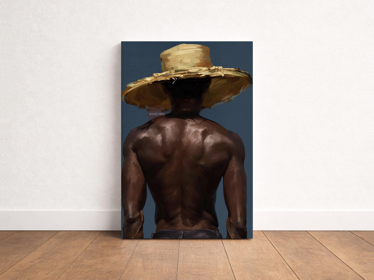 Afro Caribbean Wall Art, Island Black Man Portrait, Deep Blue Sea