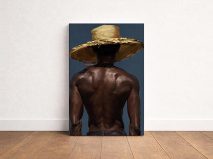Afro Caribbean Wall Art, Island Black Man Portrait, Deep Blue Sea