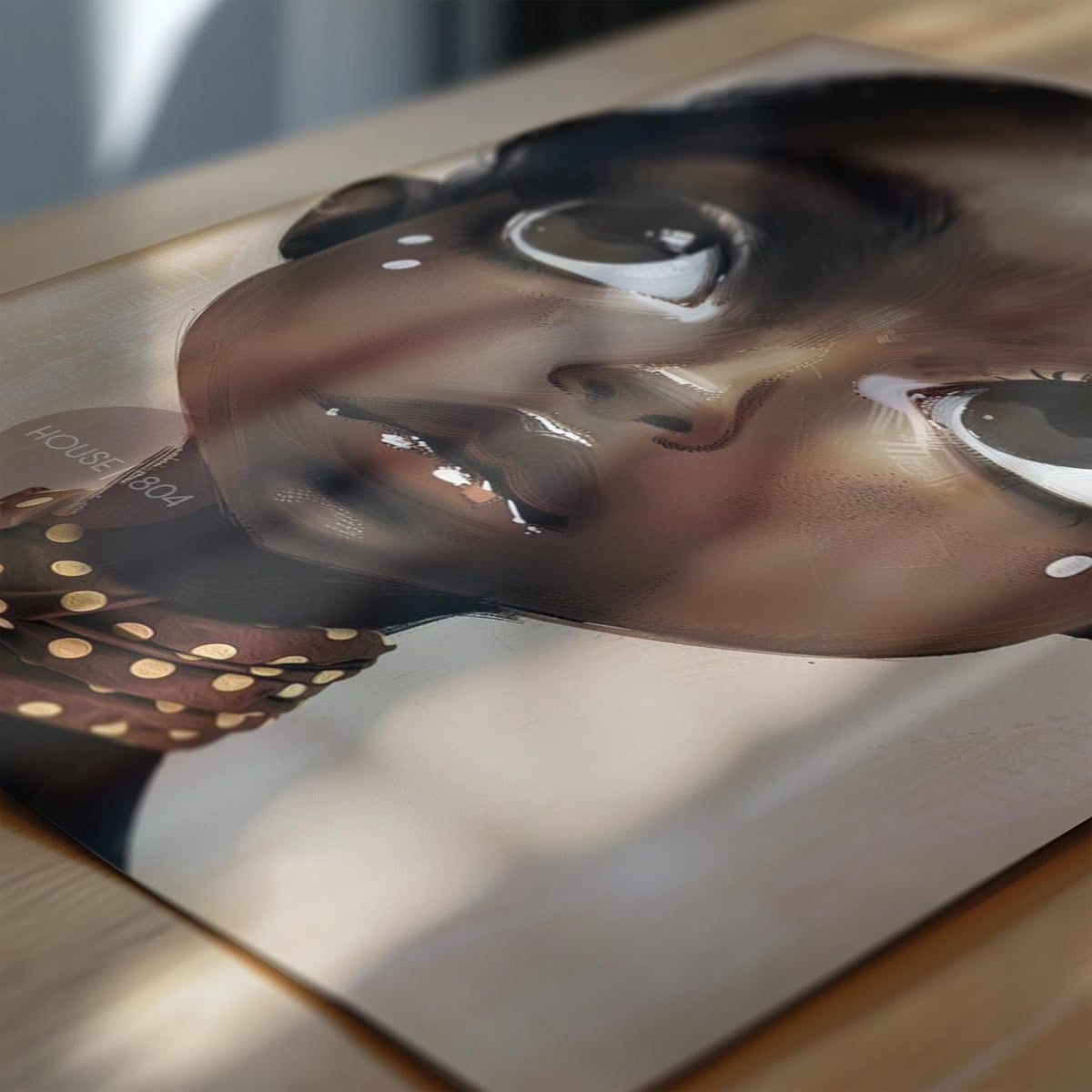 Black Girl Wall Art, Surreal Big Eye Portrait Print, Canvas Framed and Framed