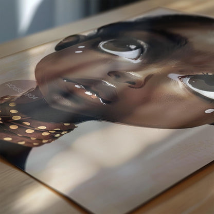 Black Girl Wall Art, Surreal Big Eye Portrait Print, Canvas Framed and Framed