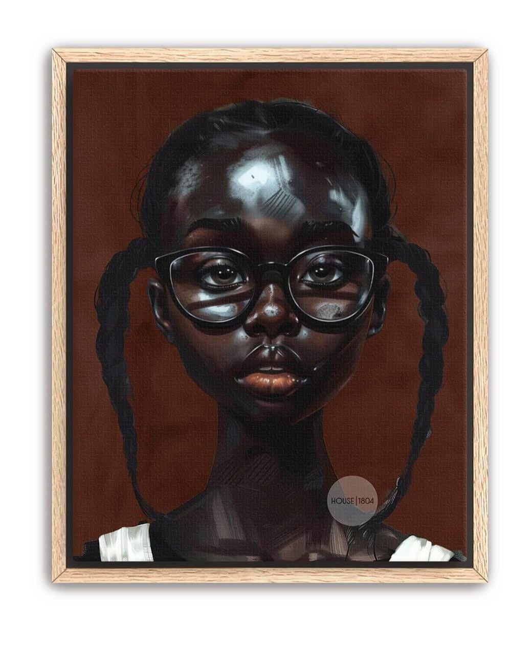 Little Black Girl Wall Art Framed: Afrocentric, African American Children Canvas Print