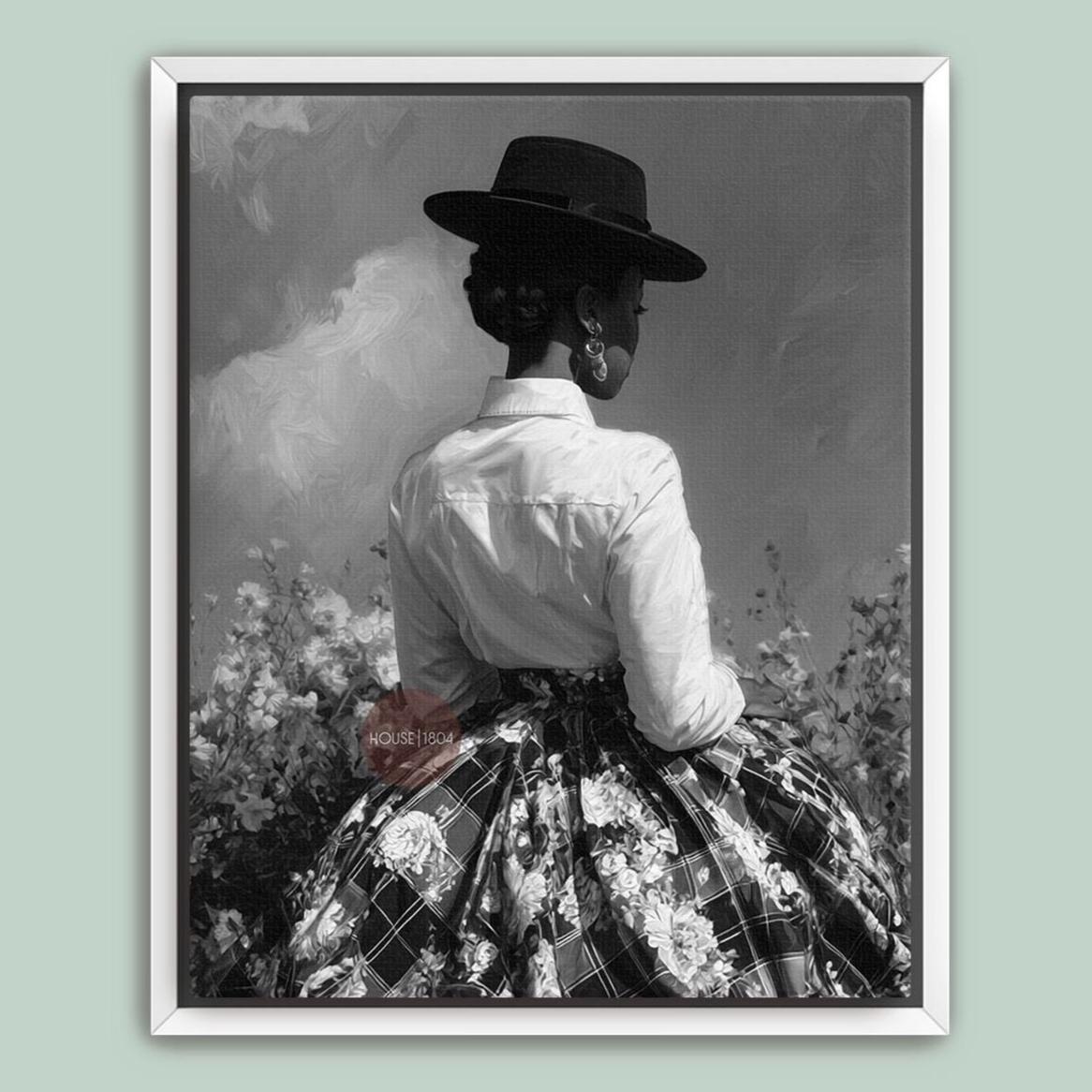 Black and White Harlem Renaissance Art Print: Victorian Afrocentric Artwork