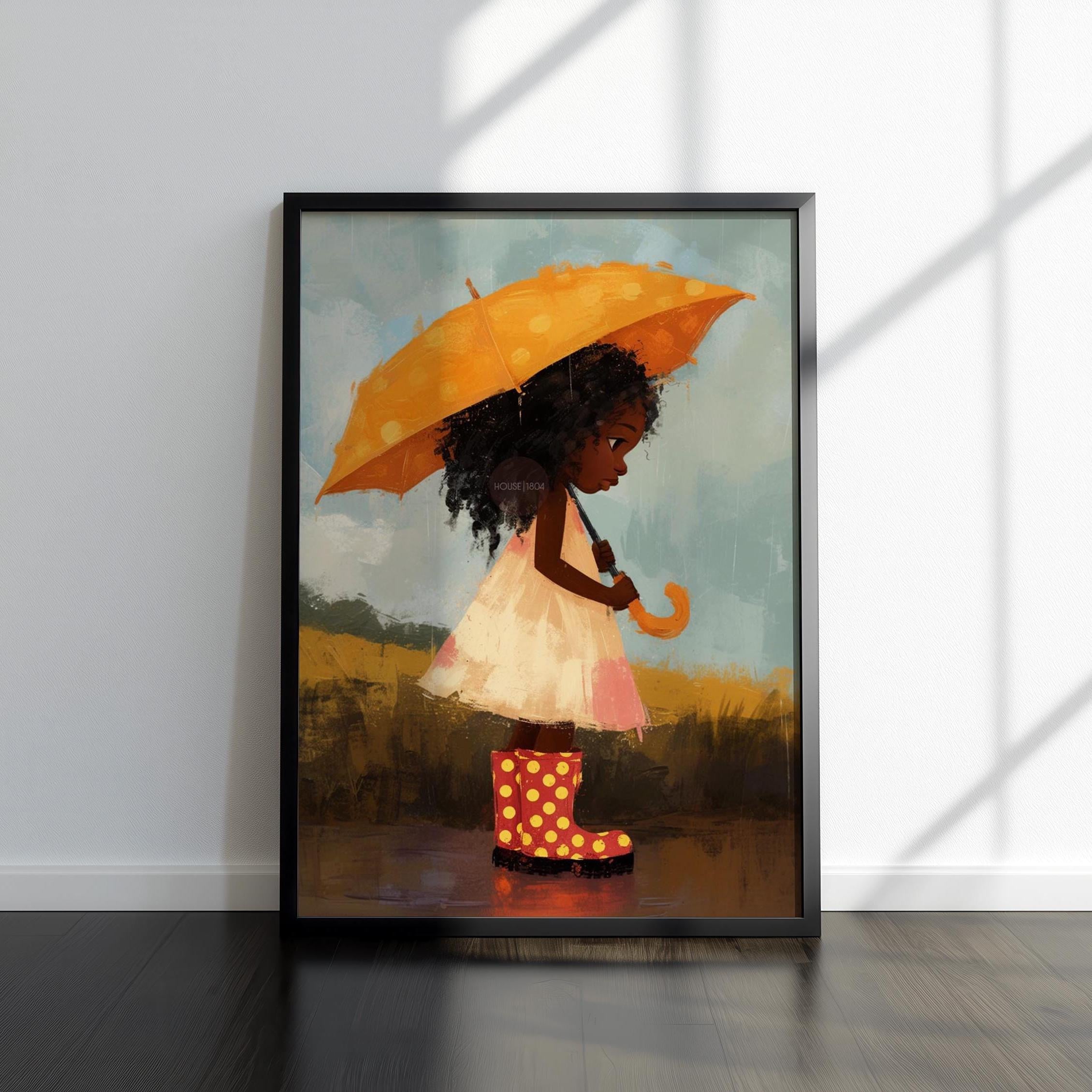 Little Black Girl Art Print, Nursery Decor, Moody Kid&