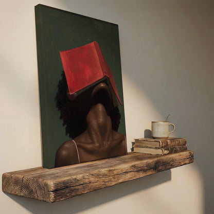 Black Woman Reading Art, Minimalist Green Portrait Canvas Prints!