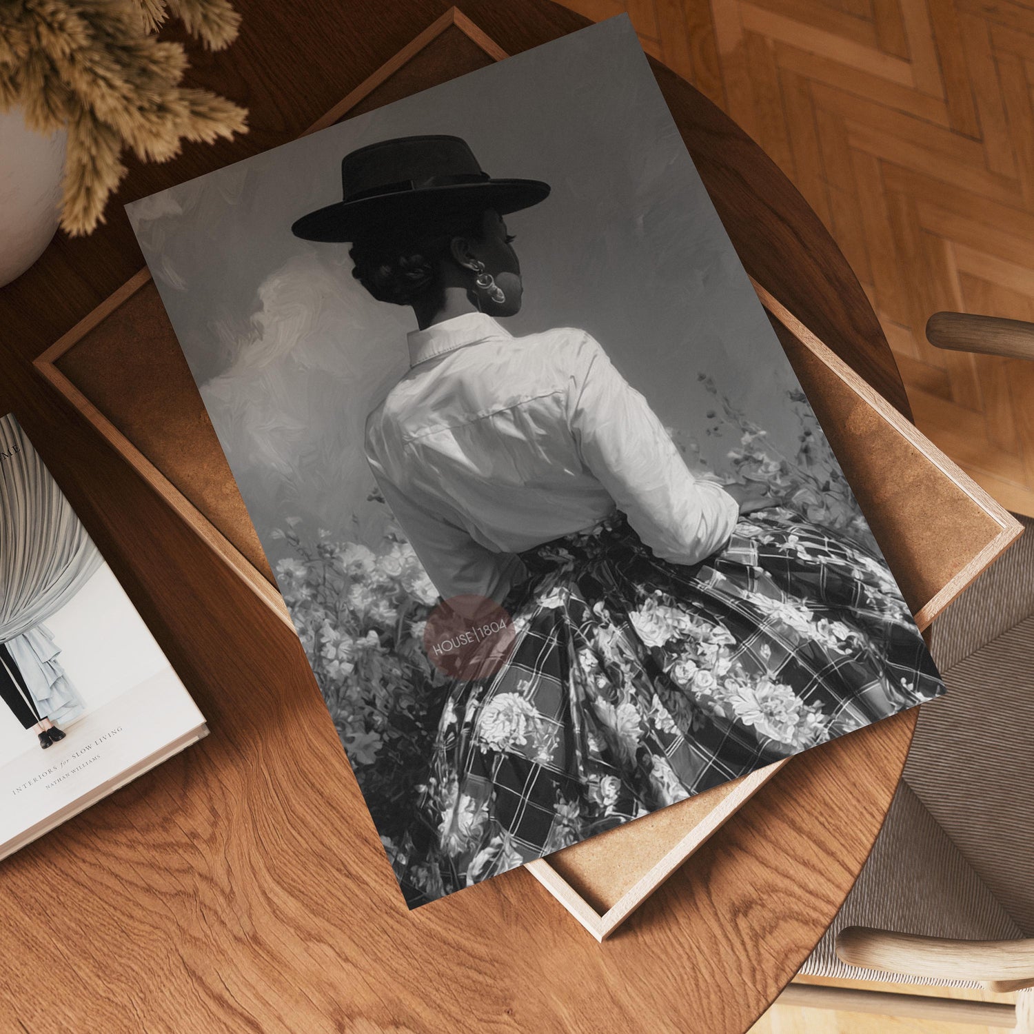 Black and White Harlem Renaissance Art Print: Victorian Afrocentric Artwork