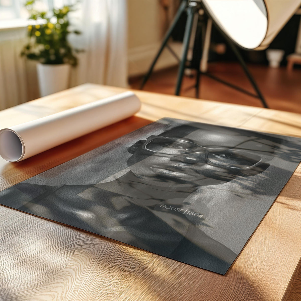 Black Woman Wall Art, Quirky Glasses Canvas Print Black White Art
