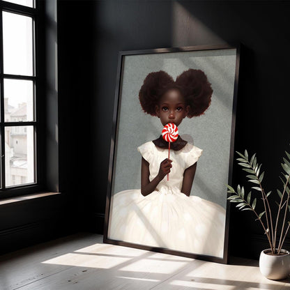 Black Kids Wall Art, Cute Black Girl Nursery Art, Black Toddler Room Art