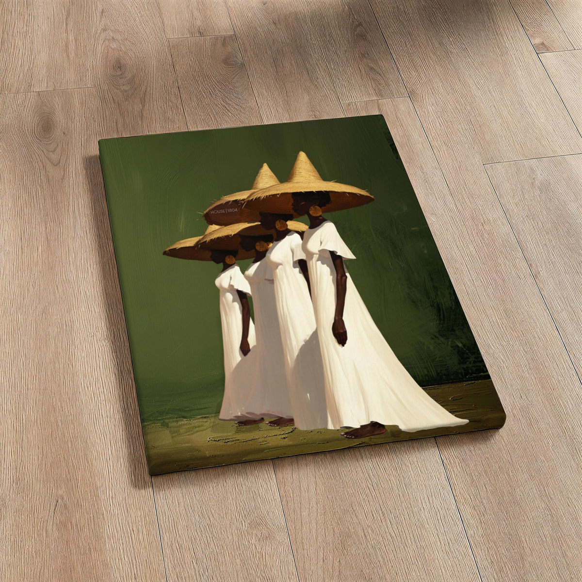 black women wall art, Sisterhood Canvas Print, Afrocentric  Contemporary, Olive Green.