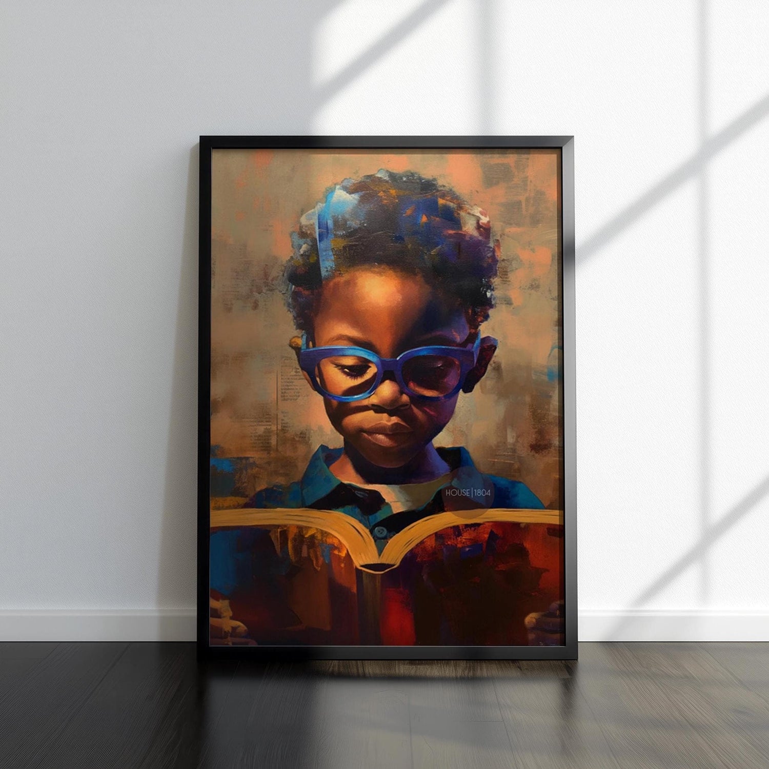 Black Boy Reading Art, Black Boy Joy Reading Poster, Black Boy Nursery Canvas Print, Black Boy Artwork, Black Kid Art