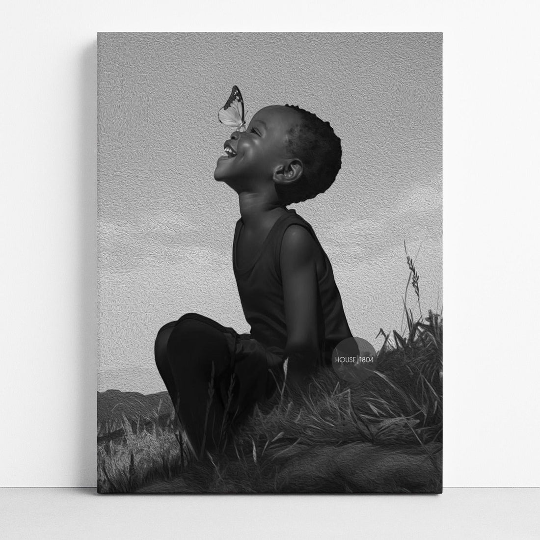 Black Boy Joy Art Canvas Framed, Black and White