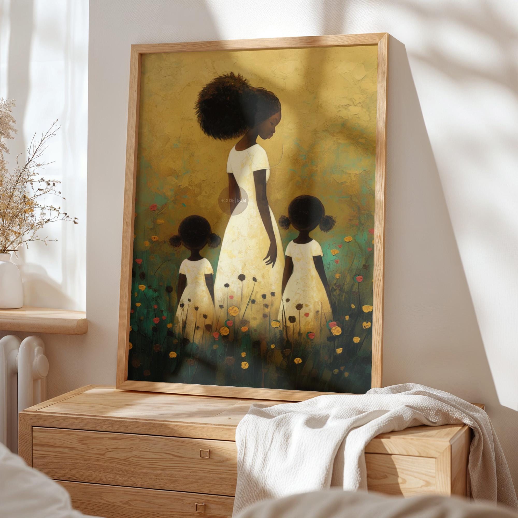 Motherhood Framed Canvas Art, Two daughters