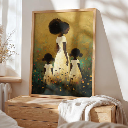 Motherhood Framed Canvas Art, Two daughters