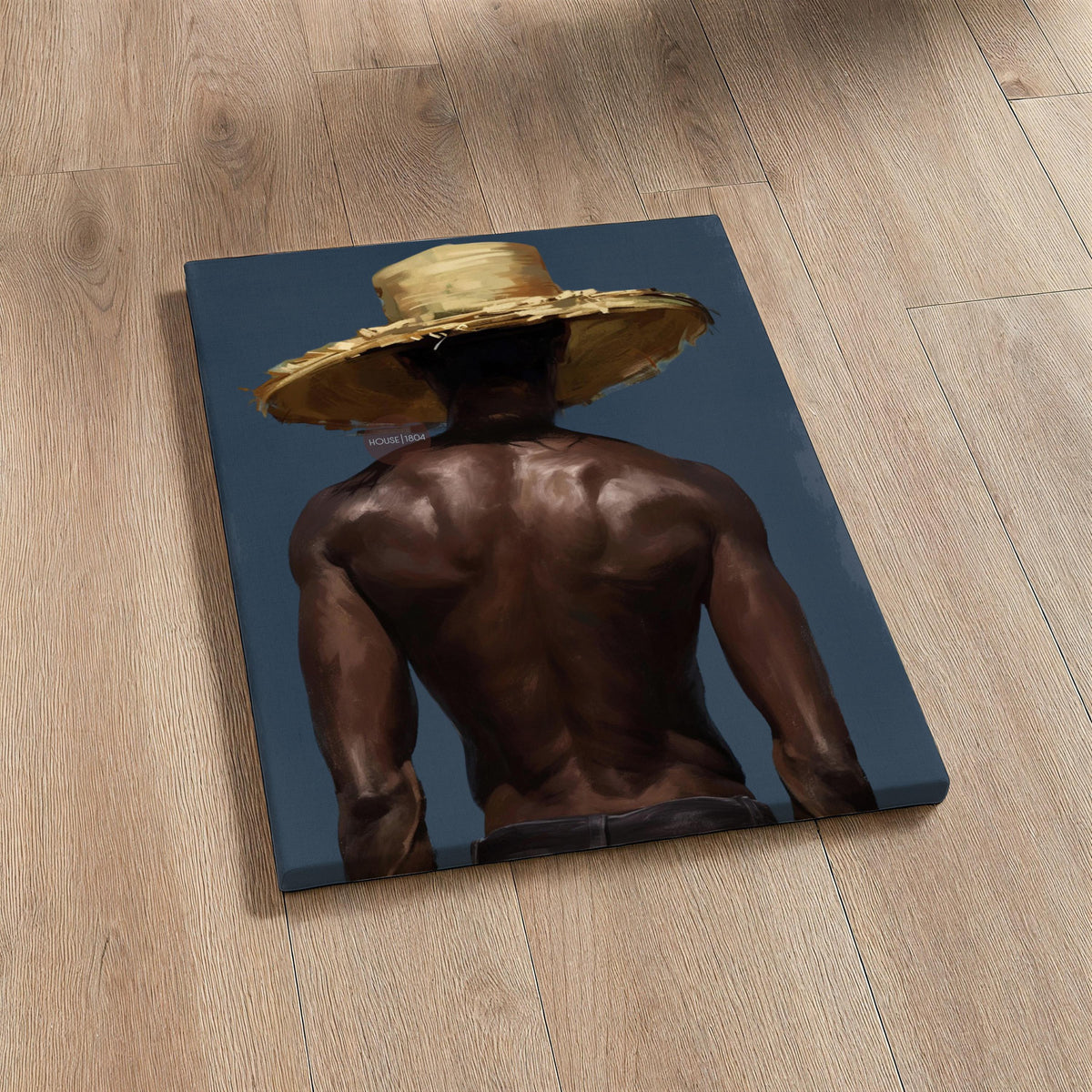 Afro Caribbean Wall Art, Island Black Man Portrait, Deep Blue Sea