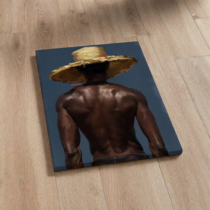 Afro Caribbean Wall Art, Island Black Man Portrait, Deep Blue Sea