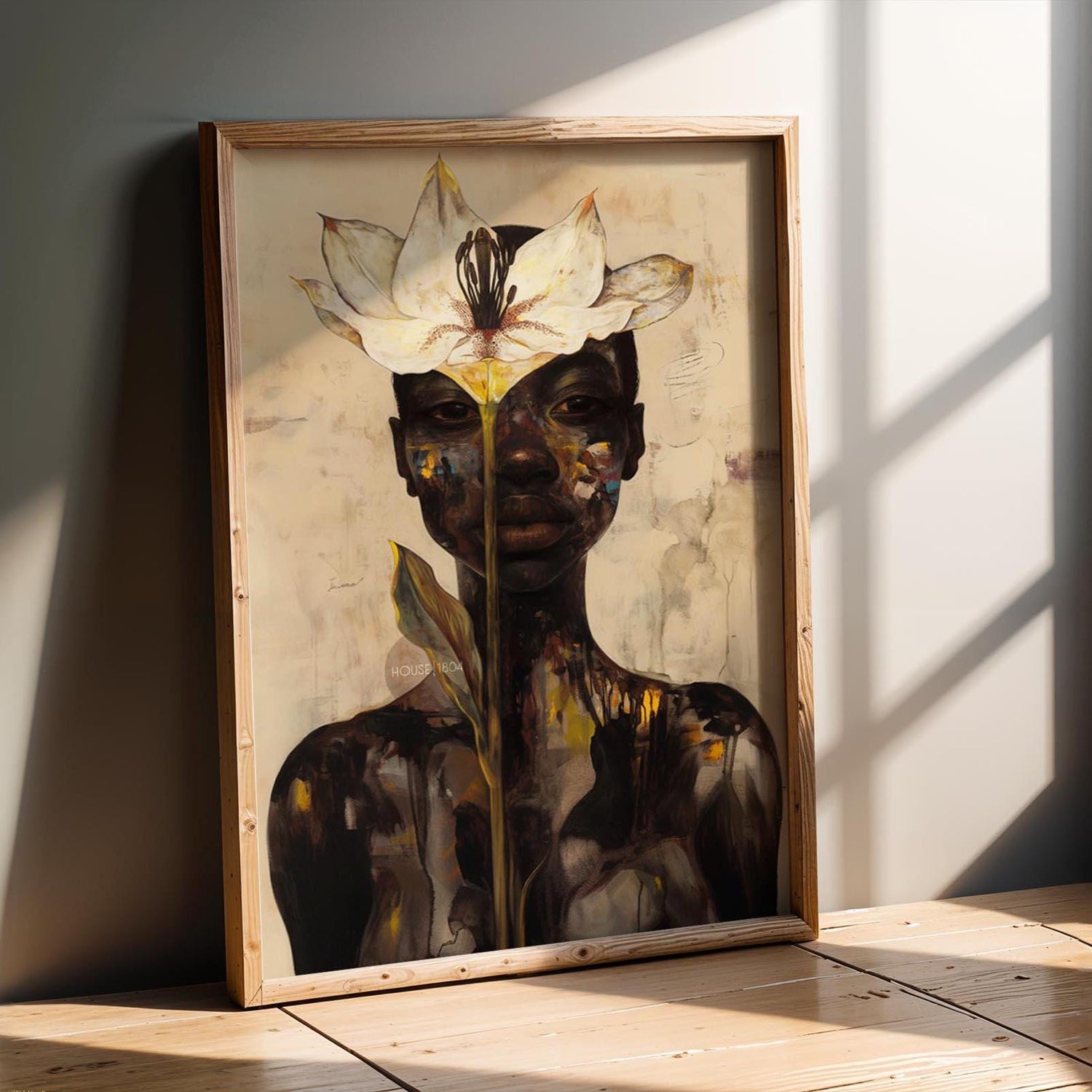 Abstract Black Woman Floral Canvas Art Print