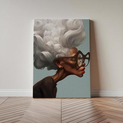 Afrocentric Wall Art Quirky Retro Grandma Portrait Canvas | Framed or Unframed