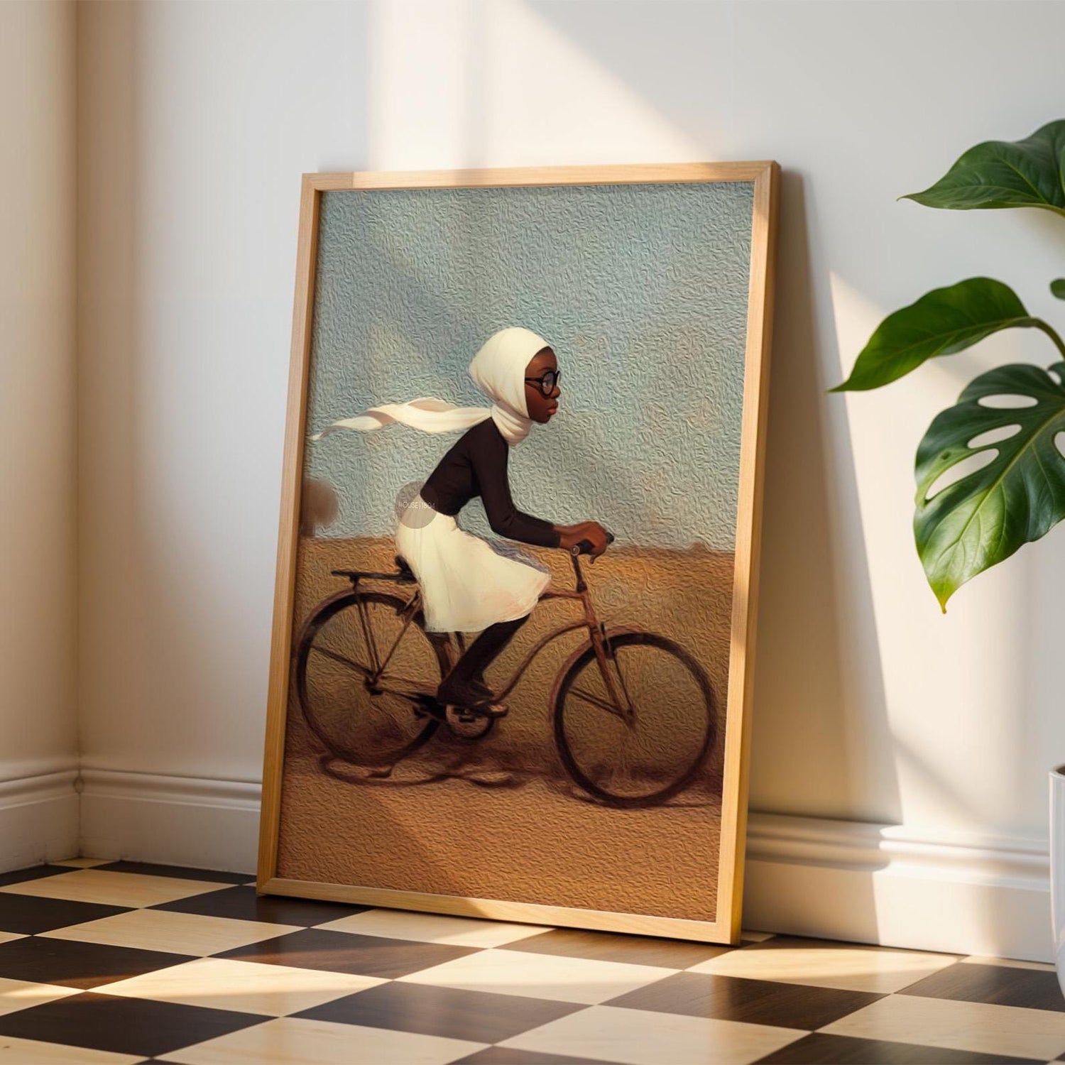 Whimsical Black Girl Framed Canvas Art