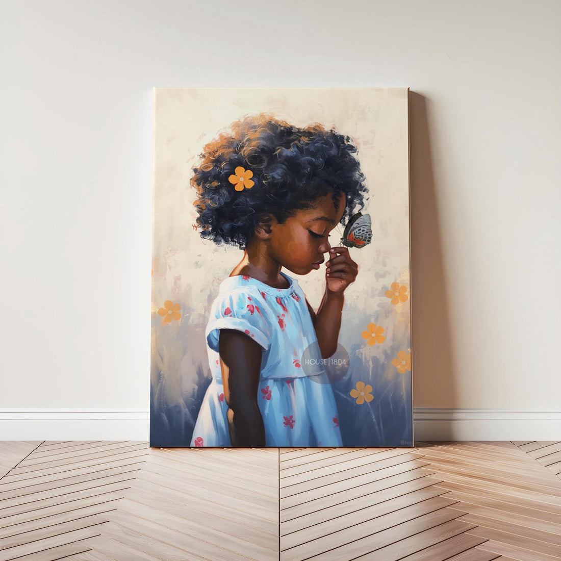 Black Kids Art Prints: African American Girl, Black Folk art, Kids Art Canvas Print