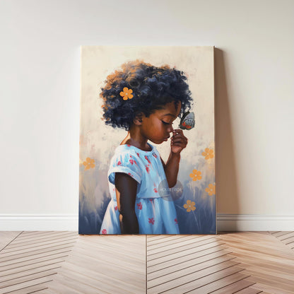 Black Kids Art Prints: African American Girl, Black Folk art, Kids Art Canvas Print