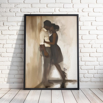 Black Love Art Print, African American Couple, Valentine&