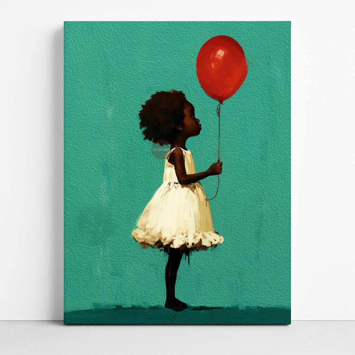 Little Black Girl Art, Joyful Balloon Nursery Canvas Print Framed