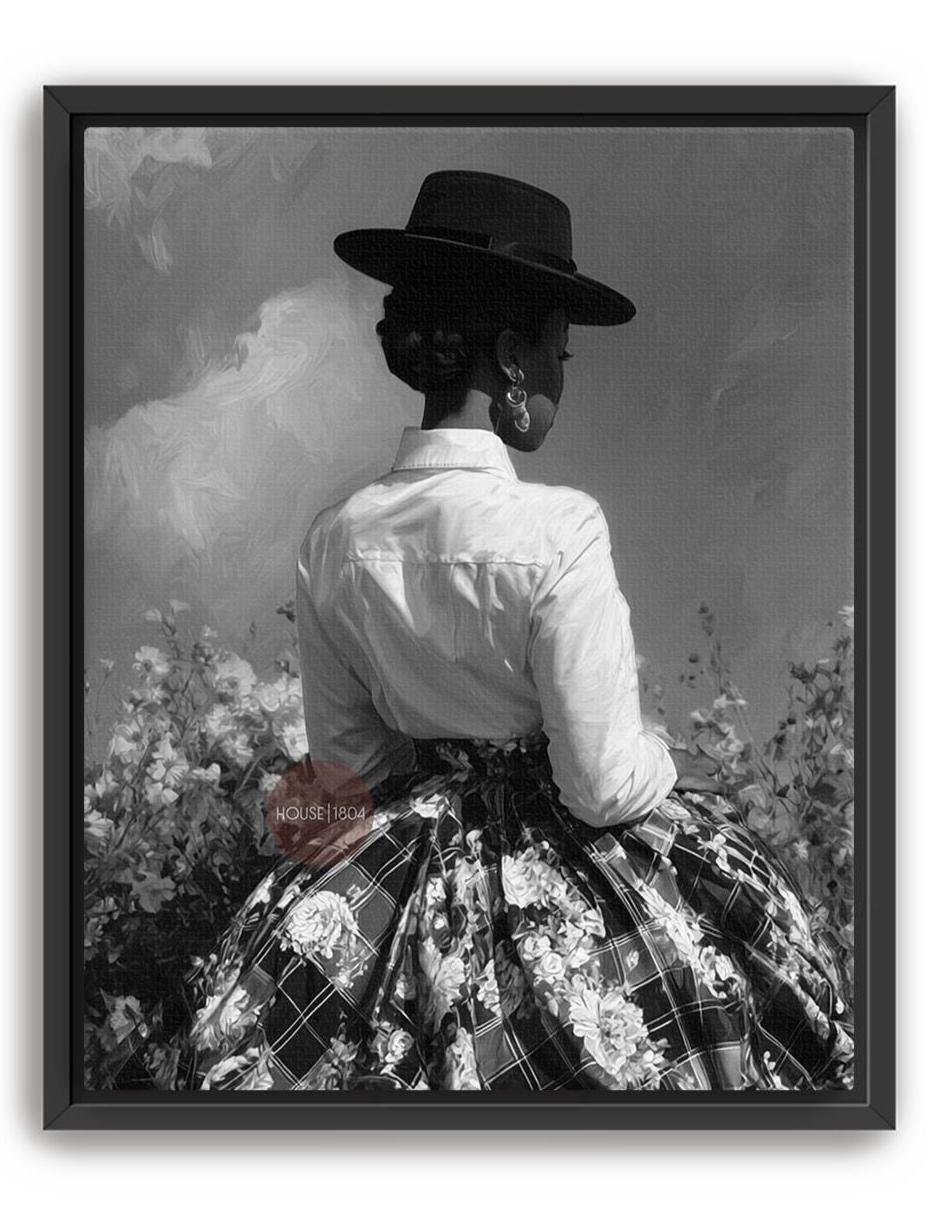 Black and White Harlem Renaissance Art Print: Victorian Afrocentric Artwork