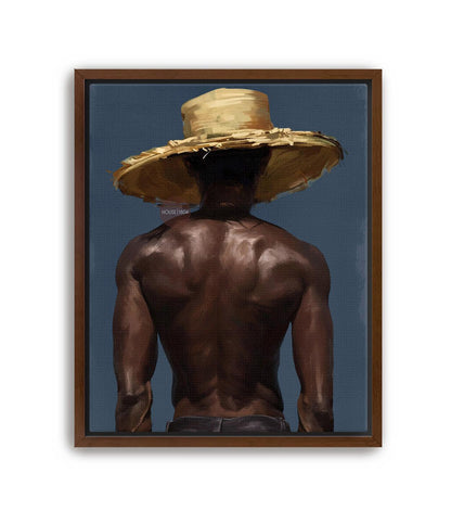 Afro Caribbean Wall Art, Island Black Man Portrait, Deep Blue Sea